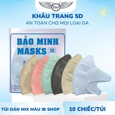 Combo 500 chiếc khẩu trang 5D Bảo Minh kháng khuẩn, bụi, UV - Giá chỉ 85.000 VND 6