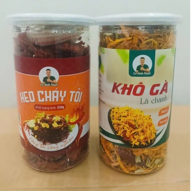Combo 500g Heo cháy tỏi 250g và Khô gà 250g - Giảm giá, chỉ 220.000₫, thơm ngon