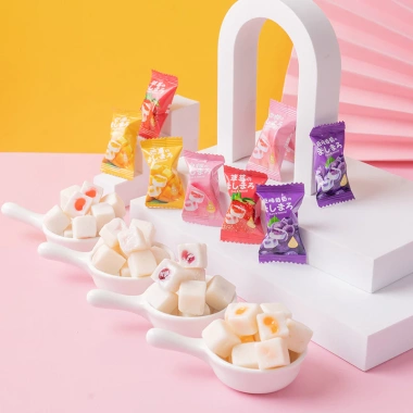 Combo 500g Kẹo Dẻo Sữa Chua Nhân Siro Hoa Quả Vị Dâu Tây Nho Đào Trắng - Ít Ngọt Giá Ưu Đãi 27.500₫