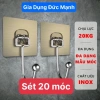 Combo 50+20 móc bạc dán tường chịu lực 20kg inox 304 siêu dính - Tiện lợi, chắc chắn, giá chỉ 13.5k