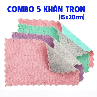 Combo 5/10 khăn lau bếp 15x20cm – thấm nước, kháng khuẩn, lau đa năng – 11.999đ