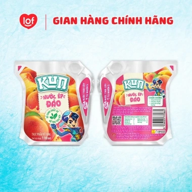 Combo 5/10 túi nước ép Kun trái cây vị táo cam đào - Giá 37.200 VND, tiết kiệm 8.184 VND
