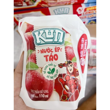 Combo 5/10 túi nước ép Kun trái cây vị táo cam đào - Giá 37.200 VND, tiết kiệm 8.184 VND