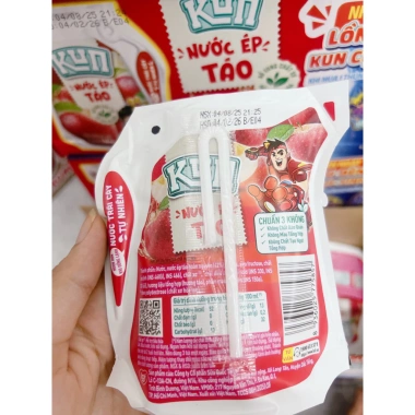 Combo 5/10 túi nước ép Kun trái cây vị táo cam đào - Giá 37.200 VND, tiết kiệm 8.184 VND