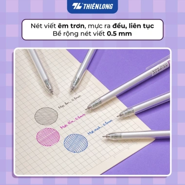 Combo 5/10/20 Bút gel Minimalist Thiên Long 0.5mm ngòi cao cấp mực xanh đen tím nét viết êm mượt