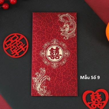Combo 5c Lì xì đỏ may mắn giấy nhũ sang trọng cao cấp, Tết, đám cưới, ăn hỏi chỉ 15.000đ