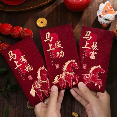 Combo 6 Bao Lì Xì Ngựa Vàng Hoạ Tiết 3D Chữ Nổi - Sang Trọng, Uy Quyền, Phú Quý - Tết Bính Ngọ 2.026 - Giá chỉ 23.999đ
