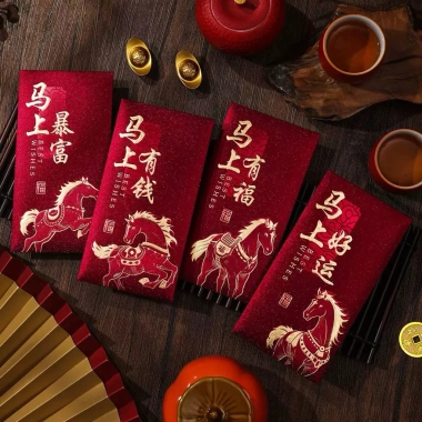 Combo 6 Bao Lì Xì Ngựa Vàng Hoạ Tiết 3D Chữ Nổi - Sang Trọng, Uy Quyền, Phú Quý - Tết Bính Ngọ 2.026 - Giá chỉ 23.999đ