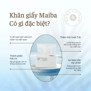Combo 6 Bịch Giấy Ăn Đa Năng Maiba 5 Lớp 300 Tờ – Nhỏ Nhẹ, Mềm Mại, Không Huỳnh Quang – 169.000₫ 2