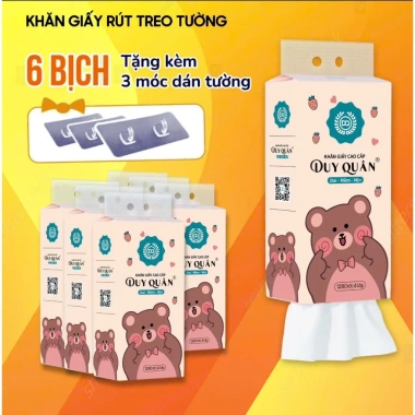 Combo 6 bịch khăn giấy rút treo tường Duy Quân tặng 3 móc treo giá ưu đãi 2 Combo 6 bịch khăn giấy rút treo tường Duy Quân tặng 3 móc treo giá ưu đãi 2