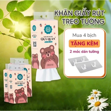 Combo 6 bịch khăn giấy rút treo tường Duy Quân tặng 3 móc treo giá ưu đãi 3 Combo 6 bịch khăn giấy rút treo tường Duy Quân tặng 3 móc treo giá ưu đãi 3