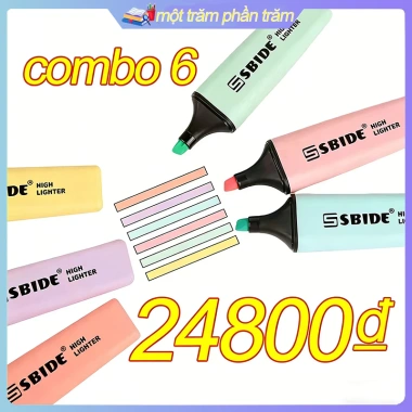 Combo 6 Bút Đánh Dấu Dạ Quang Pastel - Nhiều Màu Sáng, Giá Ưu Đãi 23.499₫