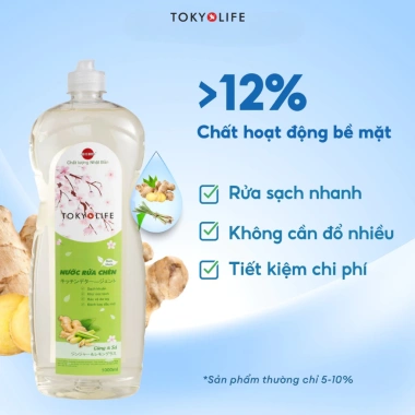 Combo 6 chai Nước rửa chén TOKYOLIFE 1.000ml Nhiều bọt Tiêu chuẩn Nhật - Đậm đặc, An toàn, Giá chỉ 149.000₫ 7
