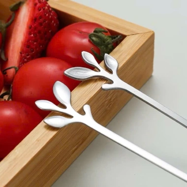 Combo 6 chiếc thìa dĩa trái cây hình lá - Muỗng nĩa ô mai, giá chỉ 20.000đ