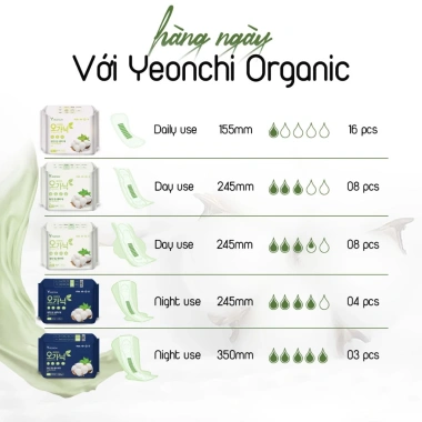 Combo 6 gói Băng Vệ Sinh Ban Ngày Kháng Khuẩn Siêu Mỏng 245mm Yeonchi Organic - Giá ưu đãi 108.000₫
