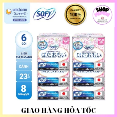 Combo 6 gói Băng vệ sinh SOFY SKIN COMFOR 23cm Siêu êm thoáng - Giá chỉ 208.000 VNĐ