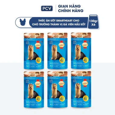 Combo 6 gói SmartHeart Pate 8 vị cho chó - Tặng nón và yếm - Chỉ 118.800₫
