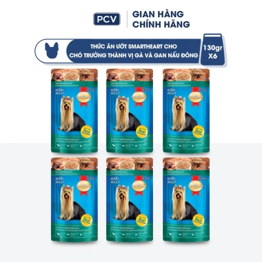 Combo 6 gói SmartHeart Pate 8 vị cho chó - Tặng nón và yếm - Chỉ 118.800₫