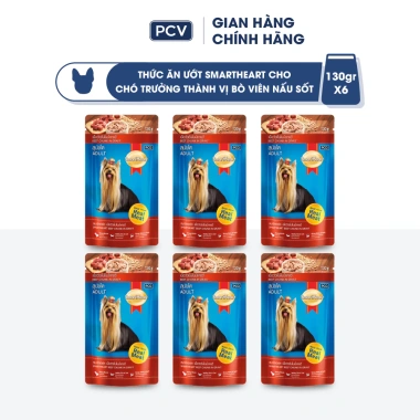 Combo 6 gói SmartHeart Pate 8 vị cho chó - Tặng nón và yếm - Chỉ 118.800₫