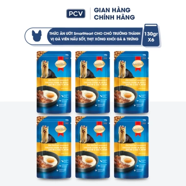 Combo 6 gói SmartHeart Pate 8 vị cho chó - Tặng nón và yếm - Chỉ 118.800₫