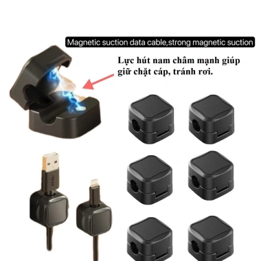 Combo 6 kẹp nam châm hút từ tính - Giữ cố định dây sạc, cáp điện thoại, chỉ 26.000₫