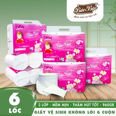 Combo 6 lốc Giấy Vệ Sinh Bảo Bảo 6 cuộn không lõi Hồng - Thấm hút tốt, 92.000 VND 2 Combo 6 lốc Giấy Vệ Sinh Bảo Bảo 6 cuộn không lõi Hồng - Thấm hút tốt, 92.000 VND 2