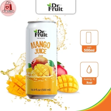 Combo 6 Lon Nước Ép Trái Cây Dr.Fruit 500ml Xoài Đào Dứa Siêu Ngon Giá 125k 5