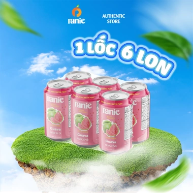 Combo 6 Lon Nước Ép Trái Cây PANIE 330ml (Ổi Đào Táo Cầu) Siêu Ngon - Giảm Giá 22%