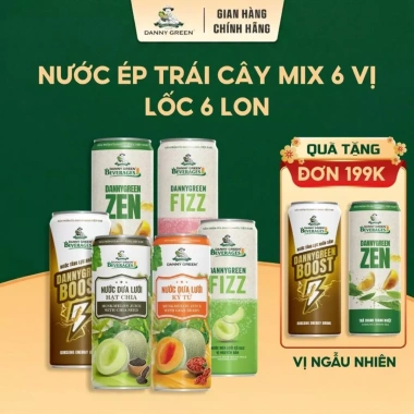 Combo 6 Lon Nước Ép Trái Cây Tươi + Trà Thanh Nhiệt Lục Vị DANNYGREEN - Giá 105.000
