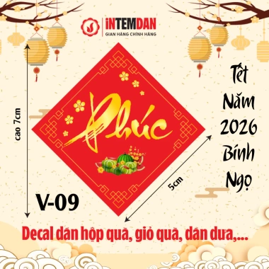 Combo 6 Mẫu V-20 - 100 Tem Tết Vinh Liên Dán Lọ Hạt, Quà Tết, Dưa Hấu, Bánh Chưng - 60.000 VNĐ