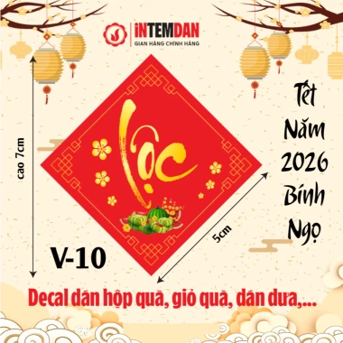 Combo 6 Mẫu V-20 - 100 Tem Tết Vinh Liên Dán Lọ Hạt, Quà Tết, Dưa Hấu, Bánh Chưng - 60.000 VNĐ