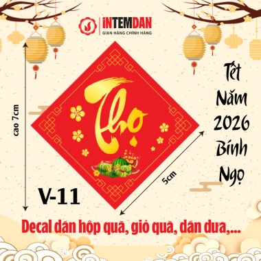 Combo 6 Mẫu V-20 - 100 Tem Tết Vinh Liên Dán Lọ Hạt, Quà Tết, Dưa Hấu, Bánh Chưng - 60.000 VNĐ