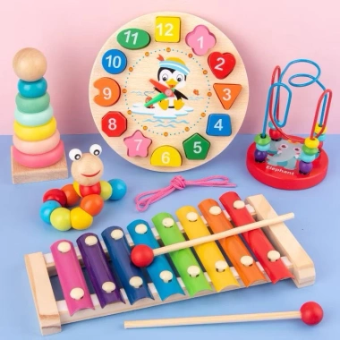 Combo 6 Món Đồ Chơi Gỗ Montessori Phát Triển Trí Tuệ Giáo Dục Sớm An Toàn 99.000 VNĐ