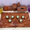 Combo 6 món đồ gỗ mỹ nghệ mini Song Long: ấm chén, khay trà hương đỏ, hộp giấy, lọ tăm - Giá ưu đãi 630.000₫ 4