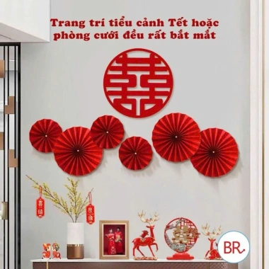 Combo 6 quạt giấy đỏ - Trang trí Tết, giỏ quà, lẵng hoa khai trương, chỉ 22.000đ 4