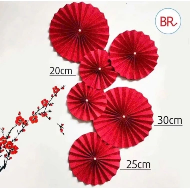 Combo 6 quạt giấy đỏ - Trang trí Tết, giỏ quà, lẵng hoa khai trương, chỉ 22.000đ 5