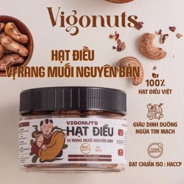 Combo 6 vị Hạt điều rang VIGONUTS thơm ngậy, giòn rụm Hũ 150g, giảm giá 407.999₫