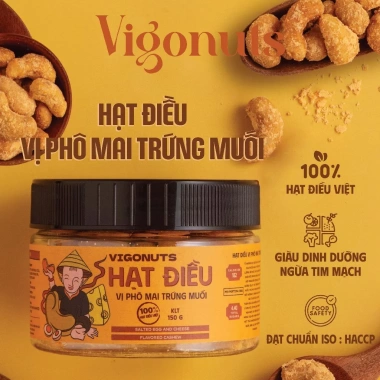 Combo 6 vị Hạt điều rang VIGONUTS thơm ngậy, giòn rụm Hũ 150g, giảm giá 407.999₫