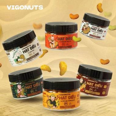 Combo 6 vị Hạt điều rang VIGONUTS thơm ngậy, giòn rụm Hũ 150g, giảm giá 407.999₫