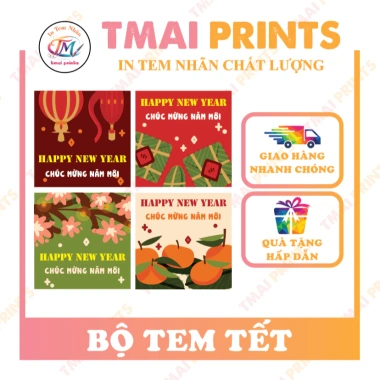 Combo 60 tem Tết TMAI Dán Dưa Hấu, Lọ Hạt, Bánh Chưng Vuông, 45.000 VND