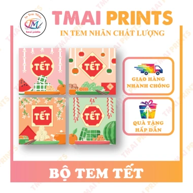 Combo 60 tem Tết TMAI Dán Dưa Hấu, Lọ Hạt, Bánh Chưng Vuông, 45.000 VND