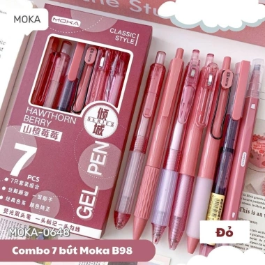 Combo 7 bút Moka B98 - Ngòi bút gel, highlight, thiết kế đa dạng, giá chỉ 50.600đ 8