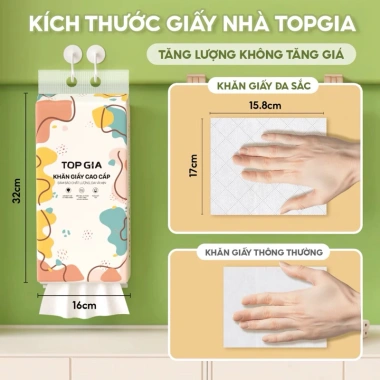 Combo 8 Bịch Khăn Giấy Cỡ Đại Rút Đa Sắc Cao Cấp Treo Tường Tiện Lợi Tặng 3 Móc Treo