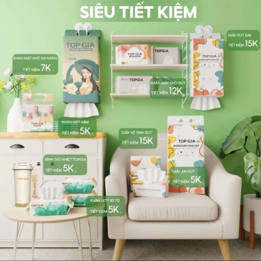 Combo 8 Bịch Khăn Giấy Cỡ Đại Rút Đa Sắc Cao Cấp Treo Tường Tiện Lợi Tặng 3 Móc Treo