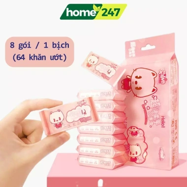 Combo 8 Gói 64 Tờ Khăn Giấy Ướt Mini Bỏ Túi Đa Năng - Tiện Lợi Vệ Sinh Cá Nhân, Giá Ưu Đãi Chỉ 9.9k VND 4