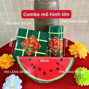 Combo 9 Mô Hình Bánh Chưng, Bánh Tét, Dưa Hấu Giấy Cứng Trang Trí Tết 2.026 Giá Ưu Đãi 35.000 VNĐ HAPPY DECOR 3 Combo 9 Mô Hình Bánh Chưng, Bánh Tét, Dưa Hấu Giấy Cứng Trang Trí Tết 2.026 Giá Ưu Đãi 35.000 VNĐ HAPPY DECOR 3