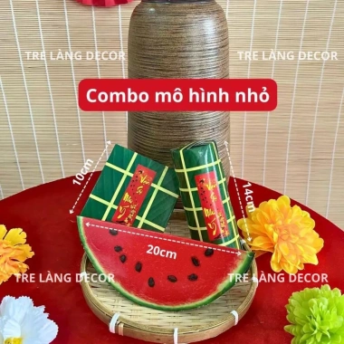 Combo 9 Mô Hình Bánh Chưng, Bánh Tét, Dưa Hấu Giấy Cứng Trang Trí Tết 2.026 Giá Ưu Đãi 35.000 VNĐ HAPPY DECOR