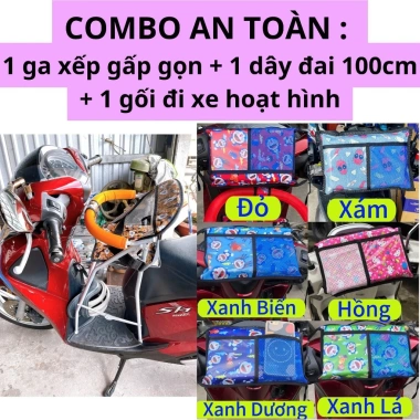 Combo An Toàn bé: Ghế ga xếp sắt + Dây đai 100cm + Gối hoạt hình ngồi xe máy - 255.500 Combo An Toàn bé: Ghế ga xếp sắt + Dây đai 100cm + Gối hoạt hình ngồi xe máy - 255.500