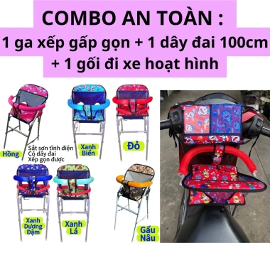 Combo An Toàn bé: Ghế ga xếp sắt + Dây đai 100cm + Gối hoạt hình ngồi xe máy - 255.500 6 Combo An Toàn bé: Ghế ga xếp sắt + Dây đai 100cm + Gối hoạt hình ngồi xe máy - 255.500 6