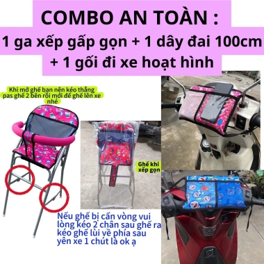 Combo An Toàn bé: Ghế ga xếp sắt + Dây đai 100cm + Gối hoạt hình ngồi xe máy - 255.500 8 Combo An Toàn bé: Ghế ga xếp sắt + Dây đai 100cm + Gối hoạt hình ngồi xe máy - 255.500 8